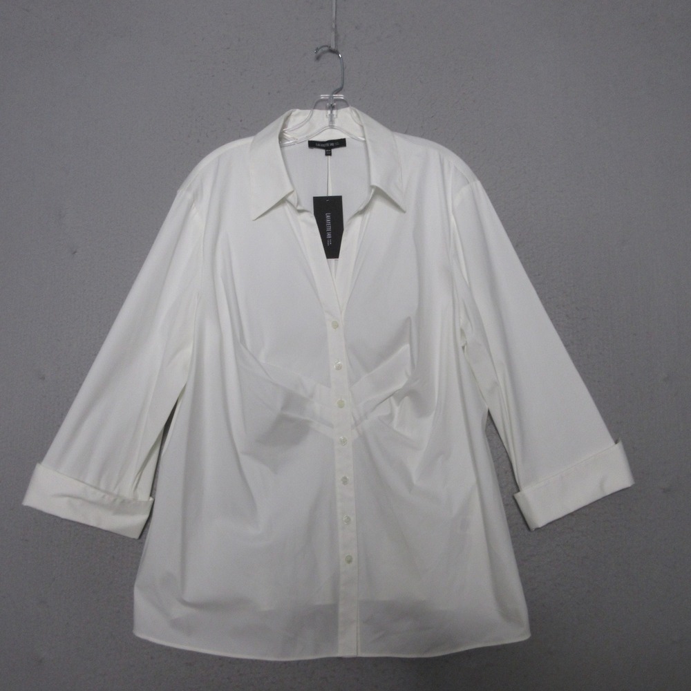 Lafayette 148 Top Plus 20W White Pleated Quiet Luxury Minimalist Timeless NWT